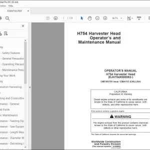 John Deere H754 Harvester Head Operator's Manual - PDF DOWNLOAD