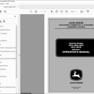 John Deere HB15 HB30 HB50 HB75 HB100 Breaker Operators Manual PDF