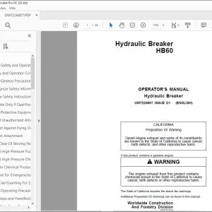 John Deere HB60 Hydraulic Breaker Operator's Manual - PDF DOWNLOAD