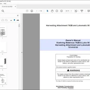 John Deere Harvesting Attachment 762B & Lokomatic 90 Owner's Manual PDF