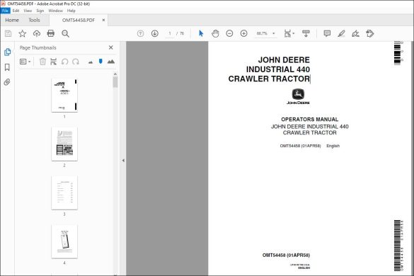 John Deere INDUSTRIAL 440 CRAWLER TRACTOR Operators Manual PDF ...