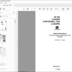 John Deere JD 300 LOADER (FOR MODEL 7320 LOADER) Operators Manual PDF