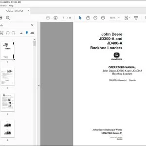 John Deere JD300-A & JD400-A Backhoe Loaders Operators Manual- PDF DOWNLOAD