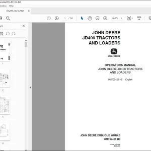 John Deere JD400 TRACTORS & LOADERS Operators Manual - PDF DOWNLOAD
