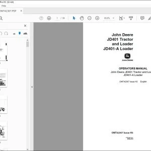 John Deere JD401 Tractor & Loader JD401-A Loader Operators Manual PDF