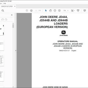 John Deere JD444, JD544B & JD644B LOADERS Operators Manual PDF