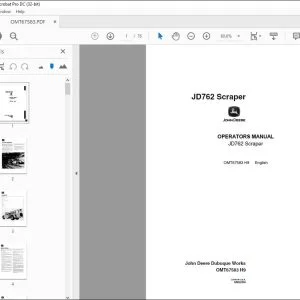 John Deere JD762 Scraper Operators Manual - PDF DOWNLOAD