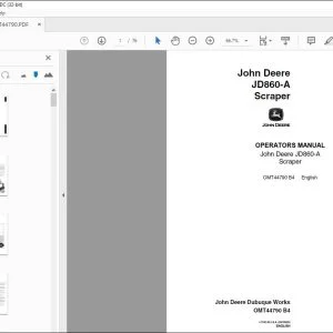 John Deere JD860-A Scraper Operators Manual - PDF DOWNLOAD