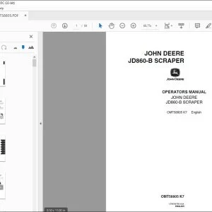 John Deere JD860-B SCRAPER Operators Manual - PDF DOWNLOAD