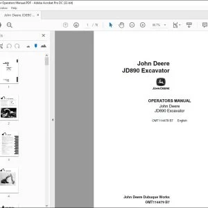 John Deere JD890 Excavator Operators Manual - PDF DOWNLOAD