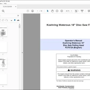 John Deere Koehring 18 Disc Saw Felling Head Operator's Manual PDF