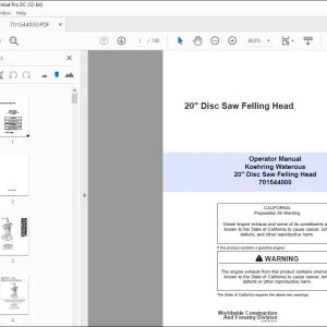 John Deere Koehring 20 Disc Saw Felling Head Operator Manual PDF