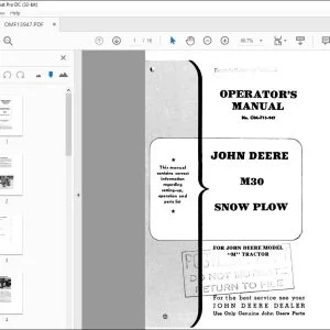 John Deere M30 Snow Plow Operator's Manual - PDF DOWNLOAD