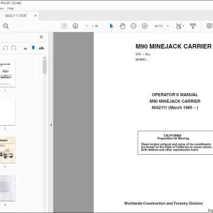 John Deere M90 MINEJACK CARRIER Operator's Manual - PDF DOWNLOAD