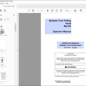 John Deere Multiple Tree Felling Head Operator's Manual - PDF DOWNLOAD