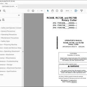 John Deere RC60B, RC72B & RC78B Rotary Cutter Operator's Manual PDF