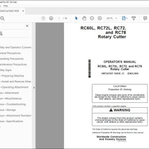 John Deere RC60L, RC72L, RC72 & RC78 Rotary Cutter Operator's Manual - PDF DOWNLOAD