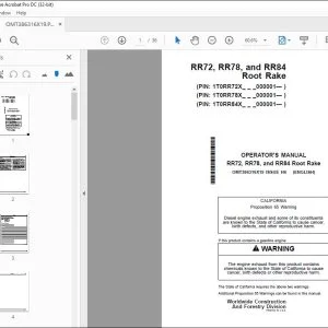 John Deere RR72, RR78 & RR84 Root Rake Operator's Manual - PDF DOWNLOAD