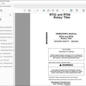 John Deere RT52 & RT66 Rotary Tiller Operator's Manual - PDF DOWNLOAD