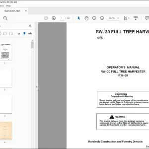 John Deere RW–30 FULL TREE HARVESTER Operator's Manual - PDF DOWNLOAD