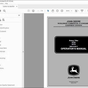 John Deere Rotary Tiller RT55 RT73 Operator's Manual - PDF DOWNLOAD