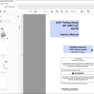 John Deere S547 Felling Heads Owners Manual F295725A - PDF DOWNLOAD