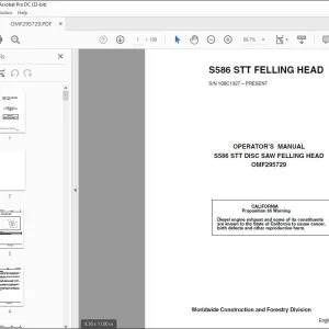John Deere S586 STT Felling Head Operation Manual PDF Download
