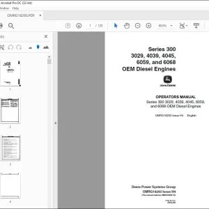 John Deere Series 300 3029 4039 4045 6059 & 6068 OEM Operators Manual PDF