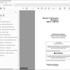 John Deere Series II Hydraulic Breakers HB15-HB100 Operator's Manual - PDF DOWNLOAD