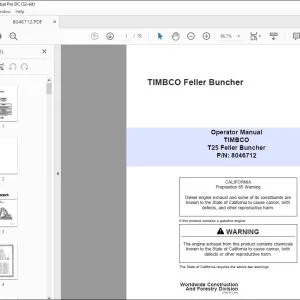 John Deere TIMBCO T25 Feller Buncher Operator's Manual - PDF DOWNLOAD