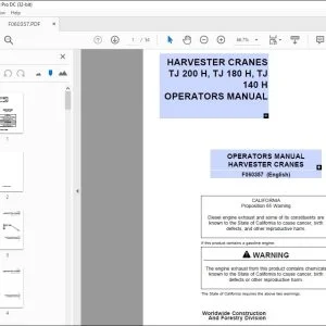 John Deere TJ 200 H, TJ 180 H, TJ 140 H HARVESTER CRANES Operators Manual PDF