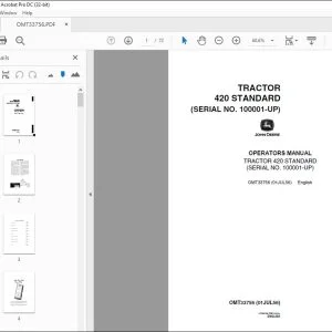 John Deere TRACTOR 420 STANDARD Operators Manual - PDF DOWNLOAD