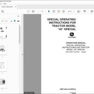 John Deere TRACTOR MODEL 40 SPECIAL Operators Manual - PDF DOWNLOAD