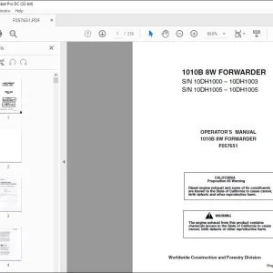 John Deere Timberjack 1010B 8W Forwarder Operator & Maintenance Manual PDF