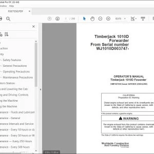 Operator's Manual for John Deere Timberjack 1010D Forwarder PDF