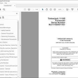 Operator Manual for John Deere Timberjack 1110D Forwarder PDF Download