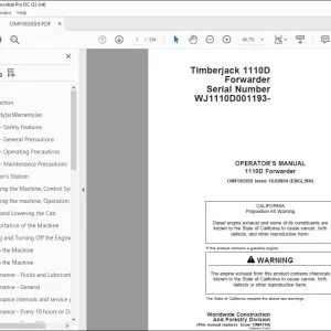 John Deere Timberjack 1110D Forwarder Operator's Manual - PDF DOWNLOAD