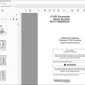 John Deere Timberjack 1710D Forwarder Operator's Manual - PDF DOWNLOAD