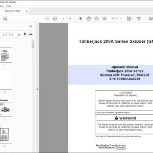 John Deere Timberjack 200A Series Skidder Operator Manual PDF