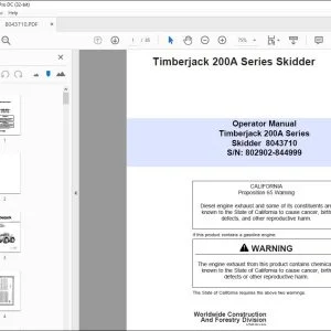 Operator Manual for John Deere Timberjack 200A Series Skidder PDF