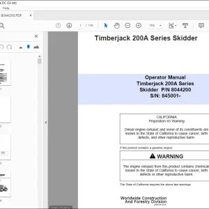 John Deere Timberjack 200A Series Skidder Operation Manual PDF Download