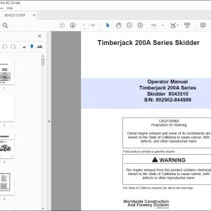 John Deere Timberjack 200A Series Skidder Operator Manual - PDF DOWNLOAD