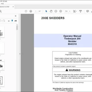 John Deere Timberjack 200E Skidder Operator Manual - PDF DOWNLOAD