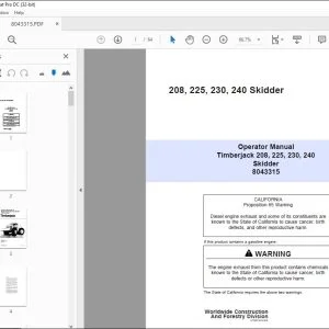 John Deere Timberjack 208, 225, 230, 240 Skidder Operator Manual PDF