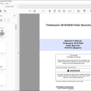 John Deere Timberjack 2618/2628 Feller Buncher Operator's Manual PDF