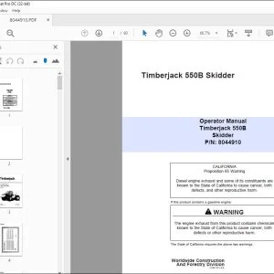 John Deere Timberjack 550B Skidder Operator Manual 8044910 PDF