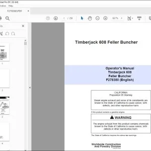 John Deere Timberjack 608 Feller Buncher Operator's Manual PDF
