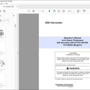 John Deere Timberjack 608 Harvester Operator's Manual - PDF DOWNLOAD
