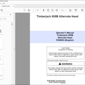 John Deere Timberjack 608B Alternate Head Operator's Manual PDF