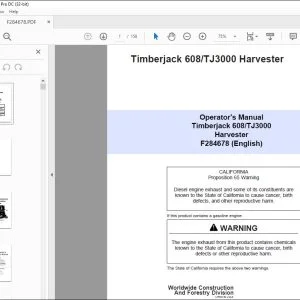 John Deere Timberjack 608/TJ3000 Harvester Operator's Manual  PDF